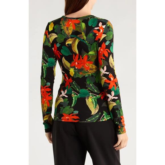 ALICE + OLIVIA Delaina Floral Tropical Long Sleeve Top xs - Picture 3 of 6